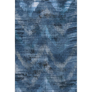 HomeRoots 5' X 8' Stylish Blue Ivory Charcoal Abstract Washable Area Rug with UV Protection for All Spaces 665473