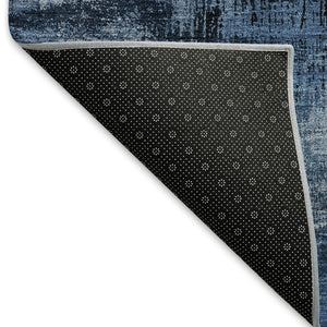 HomeRoots 5' X 8' Stylish Blue Ivory Charcoal Abstract Washable Area Rug with UV Protection for All Spaces 665473