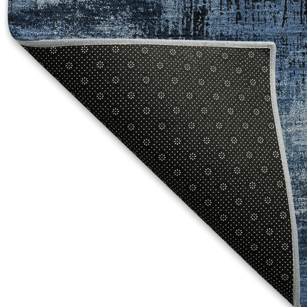 HomeRoots 5' X 8' Stylish Blue Ivory Charcoal Abstract Washable Area Rug with UV Protection for All Spaces 665473