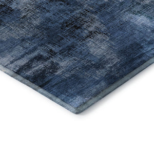 HomeRoots 5' X 8' Stylish Blue Ivory Charcoal Abstract Washable Area Rug with UV Protection for All Spaces 665473