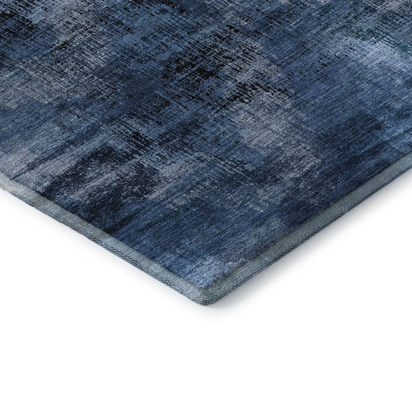 HomeRoots 5' X 8' Stylish Blue Ivory Charcoal Abstract Washable Area Rug with UV Protection for All Spaces 665473