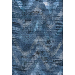HomeRoots 5' X 8' Stylish Blue Ivory Charcoal Abstract Washable Area Rug with UV Protection for All Spaces 665473