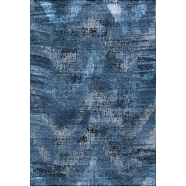 HomeRoots 5' X 8' Stylish Blue Ivory Charcoal Abstract Washable Area Rug with UV Protection for All Spaces 665473