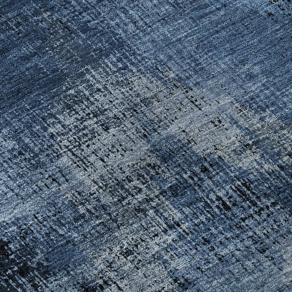 HomeRoots 8' Blue Ivory and Charcoal Abstract Round Rug - Washable, UV Protected, Stylish & Durable Design 665474
