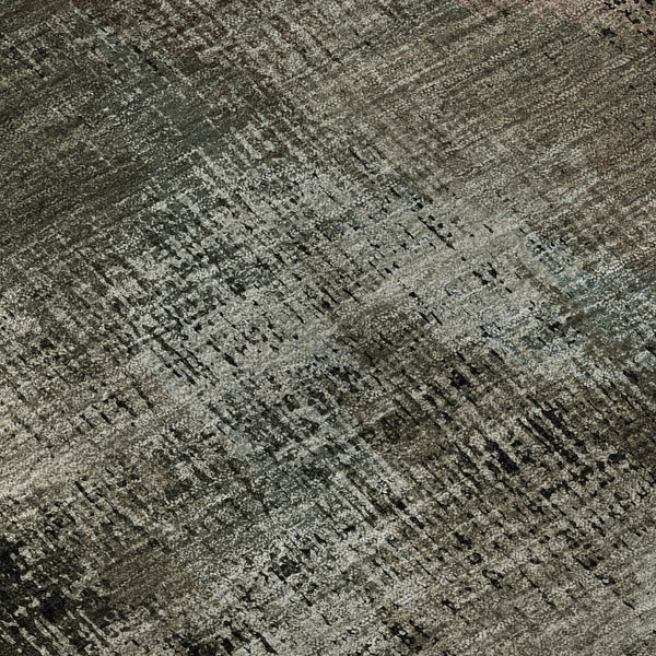 HomeRoots 8' Brown Salmon and Gray Abstract Round Rug - Washable, UV-Protected, Modern Design for High-Traffic Areas 665480