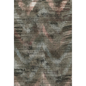 HomeRoots 8' X 10' Abstract Washable Area Rug in Brown, Salmon & Gray – UV Protected, Soft, Non-Slip Design! 665481