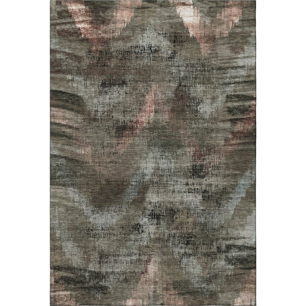 HomeRoots 8' X 10' Abstract Washable Area Rug in Brown, Salmon & Gray – UV Protected, Soft, Non-Slip Design! 665481