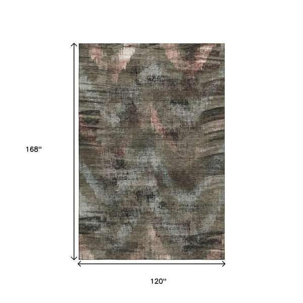 HomeRoots 10' X 14' Brown Salmon and Gray Washable Area Rug with UV Protection – Durable, Stylish, Pet-Friendly! 665483