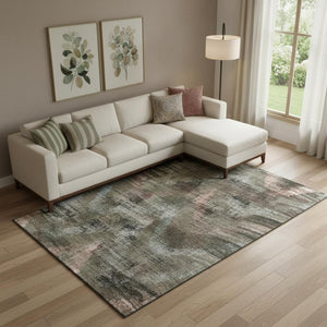 HomeRoots 10' X 14' Brown Salmon and Gray Washable Area Rug with UV Protection – Durable, Stylish, Pet-Friendly! 665483