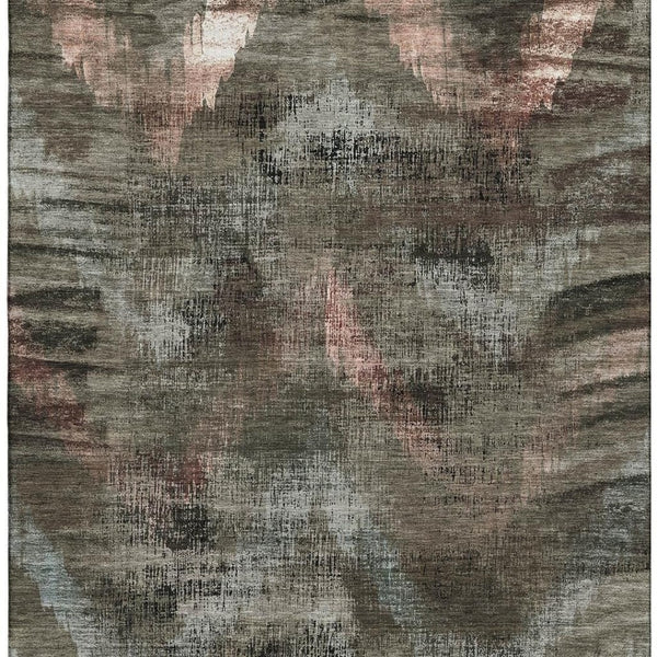 HomeRoots 10' X 14' Brown Salmon and Gray Washable Area Rug with UV Protection – Durable, Stylish, Pet-Friendly! 665483