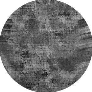 HomeRoots 8' Gray and Silver Abstract Round Rug – Washable, UV-Protected, Soft Polyester for High-Traffic Areas 665492