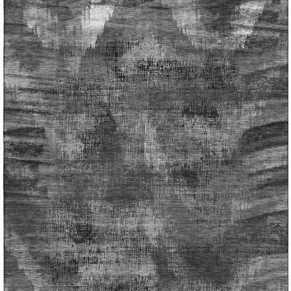 HomeRoots 8' X 10' Gray and Silver Abstract Area Rug - Washable, UV-Protected, Stylish for High-Traffic Spaces 665493