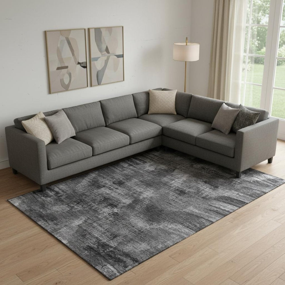 HomeRoots 10' X 14' Gray & Silver Abstract Washable Area Rug - Durable, Stylish, UV-Protected for Homes 665495