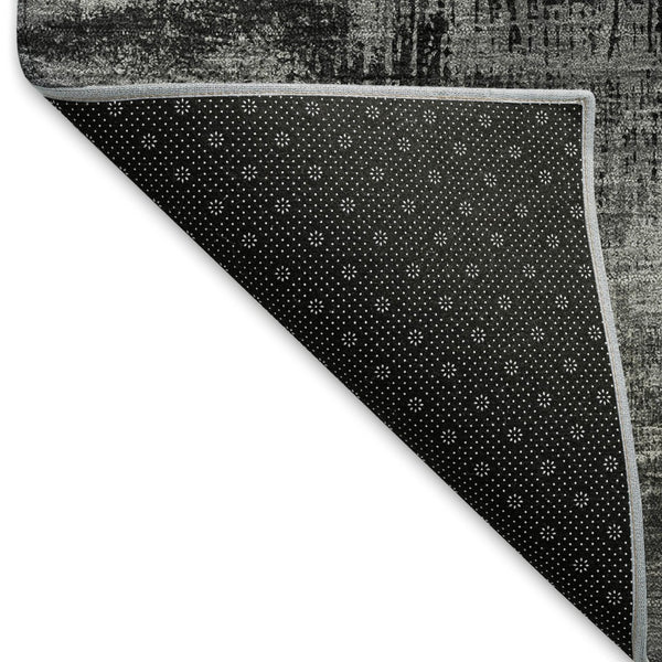 HomeRoots 10' X 14' Gray & Silver Abstract Washable Area Rug - Durable, Stylish, UV-Protected for Homes 665495