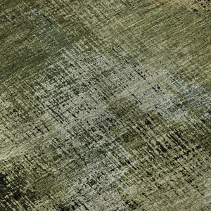 HomeRoots 5' X 8' Washable Olive Green, Gold & Charcoal Abstract Area Rug – UV Protected, Stain-Resistant Style 665497
