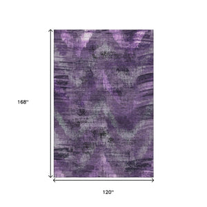HomeRoots 10' X 14' Purple and Gray Abstract Area Rug - Washable, UV-Protected, Modern Design for High Traffic Areas 665507