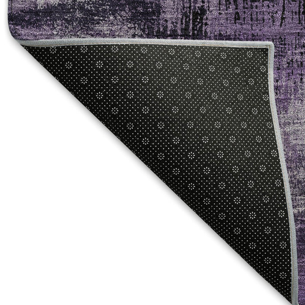 HomeRoots 10' X 14' Purple and Gray Abstract Area Rug - Washable, UV-Protected, Modern Design for High Traffic Areas 665507