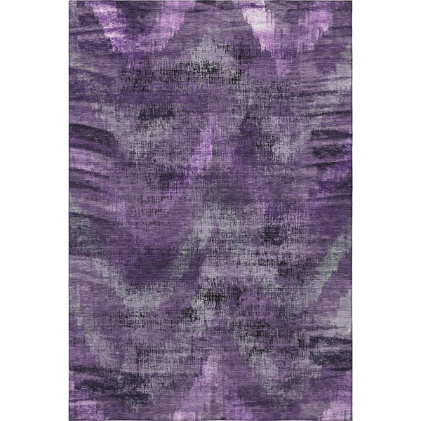HomeRoots 10' X 14' Purple and Gray Abstract Area Rug - Washable, UV-Protected, Modern Design for High Traffic Areas 665507