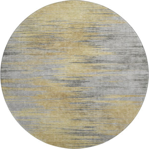 HomeRoots 8' Gold and Gray Abstract Washable Round Rug - Stylish, Durable, and Family-Friendly Design for Your Home 665522
