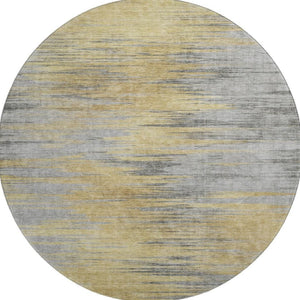HomeRoots 8' Gold and Gray Abstract Washable Round Rug - Stylish, Durable, and Family-Friendly Design for Your Home 665522