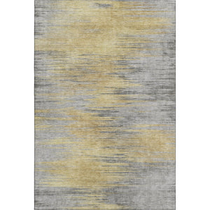 HomeRoots 9' X 12' Gold And Gray Abstract Area Rug - Durable, Washable, UV-Protected for High-Traffic Spaces 665524