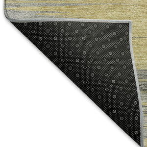 HomeRoots 9' X 12' Gold And Gray Abstract Area Rug - Durable, Washable, UV-Protected for High-Traffic Spaces 665524