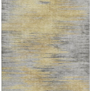 HomeRoots 9' X 12' Gold And Gray Abstract Area Rug - Durable, Washable, UV-Protected for High-Traffic Spaces 665524
