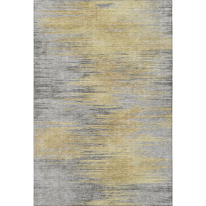 HomeRoots 9' X 12' Gold And Gray Abstract Area Rug - Durable, Washable, UV-Protected for High-Traffic Spaces 665524