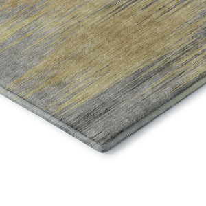 HomeRoots 10' Gold and Gray Abstract Washable Area Rug - UV Protected, Stain Resistant, Modern Elegance for Homes 665525
