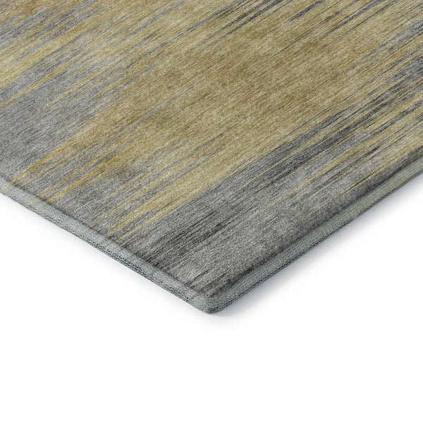 HomeRoots 10' Gold and Gray Abstract Washable Area Rug - UV Protected, Stain Resistant, Modern Elegance for Homes 665525