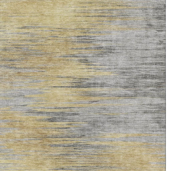 HomeRoots 10' Gold and Gray Abstract Washable Area Rug - UV Protected, Stain Resistant, Modern Elegance for Homes 665525