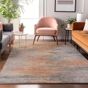 HomeRoots 5' X 8' Salmon And Gray Abstract Area Rug - Stylish, Washable, UV Protected for Modern Homes 665533