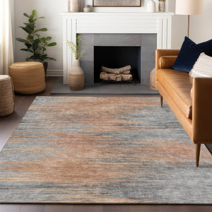 HomeRoots 5' X 8' Salmon And Gray Abstract Area Rug - Stylish, Washable, UV Protected for Modern Homes 665533