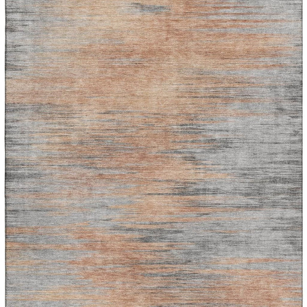 HomeRoots 5' X 8' Salmon And Gray Abstract Area Rug - Stylish, Washable, UV Protected for Modern Homes 665533