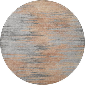 HomeRoots 8' Salmon and Gray Abstract Round Rug – Washable, Stain-Resistant, UV Protected for Modern Spaces 665534
