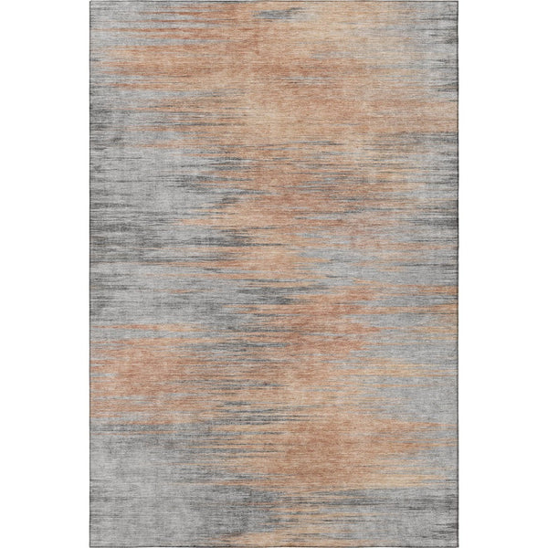 HomeRoots 8' X 10' Stylish Salmon and Gray Abstract Area Rug – Washable, Stain-Resistant, UV Protected Design 665535
