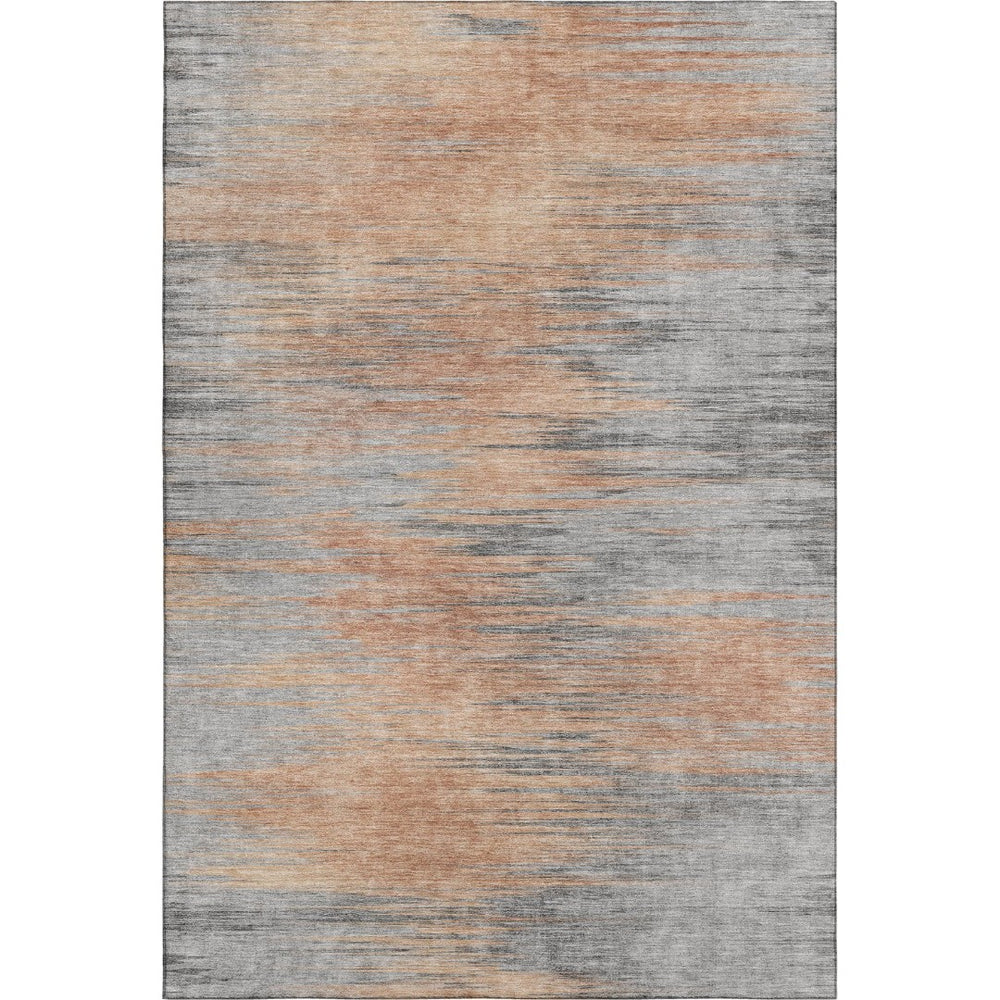 HomeRoots 10' X 14' Salmon and Gray Abstract Washable Area Rug - Durable, UV-Protected, Ideal for Busy Homes 665537