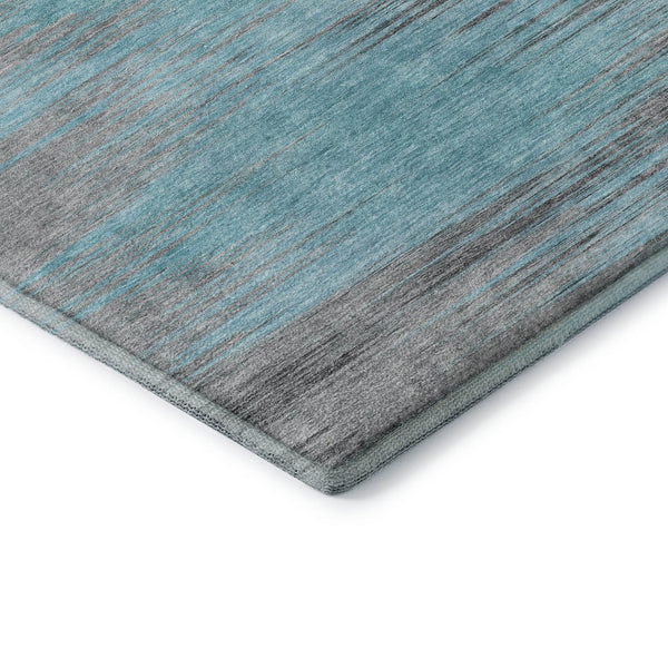 HomeRoots 8' X 10' Teal & Gray Abstract Area Rug - Washable, UV Protected, Perfect for Homes with Kids & Pets! 665541