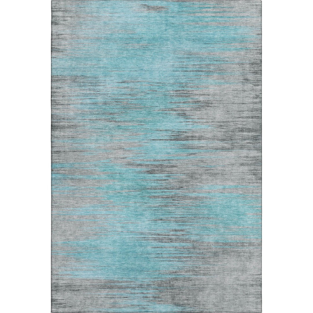 HomeRoots 10' Teal and Gray Abstract Area Rug – Washable, Stain-Resistant, UV-Protected for Modern Spaces 665543