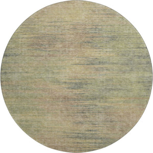 HomeRoots 8' Washable Round Rug in Artichoke Green, Gold, and Copper with UV Protection for Busy Homes 665546