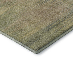 HomeRoots 8' Washable Round Rug in Artichoke Green, Gold, and Copper with UV Protection for Busy Homes 665546
