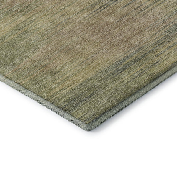 HomeRoots 8' Washable Round Rug in Artichoke Green, Gold, and Copper with UV Protection for Busy Homes 665546