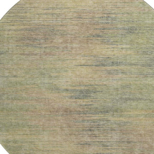 HomeRoots 8' Washable Round Rug in Artichoke Green, Gold, and Copper with UV Protection for Busy Homes 665546