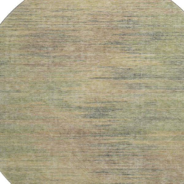 HomeRoots 8' Washable Round Rug in Artichoke Green, Gold, and Copper with UV Protection for Busy Homes 665546