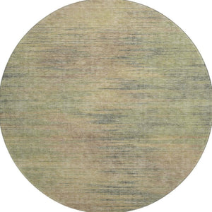 HomeRoots 8' Washable Round Rug in Artichoke Green, Gold, and Copper with UV Protection for Busy Homes 665546