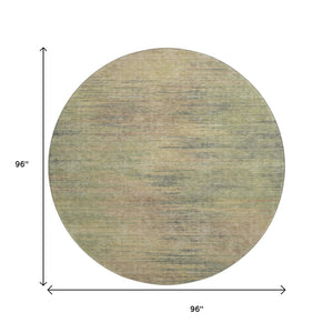 HomeRoots 8' Washable Round Rug in Artichoke Green, Gold, and Copper with UV Protection for Busy Homes 665546