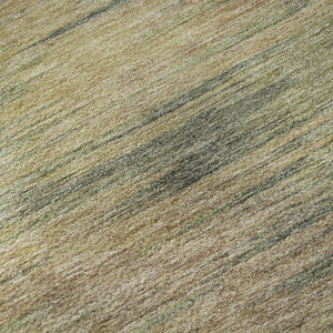 HomeRoots 9' X 12' Artichoke Green Abstract Area Rug with Gold & Copper Accents - Washable & UV Protected! 665548