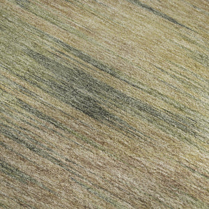 HomeRoots 9' X 12' Artichoke Green Abstract Area Rug with Gold & Copper Accents - Washable & UV Protected! 665548