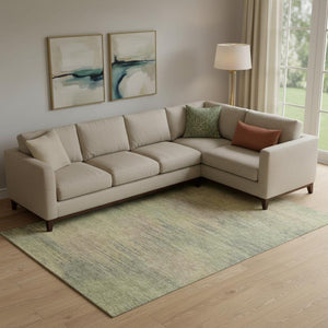 HomeRoots 10' X 14' Abstract Area Rug in Artichoke Green, Gold & Copper - Washable, UV-Protected & Stylish! 665549