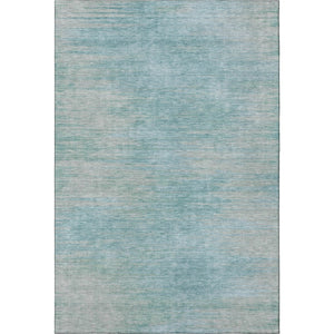 HomeRoots 5' Aqua & Gray Abstract Washable Area Rug - Durable, Stain Resistant with UV Protection for Homes 665551